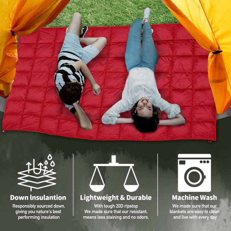 GLORSIGN Outdoor Puffy Camping Blanket, Lightweight Down Alternative Puffy Printed Camping Large Ultra Warm Hammock Top Quilt Waterproof Blanket for Traveling Picnic Beach Party Cold Weather (Red) - Image 5